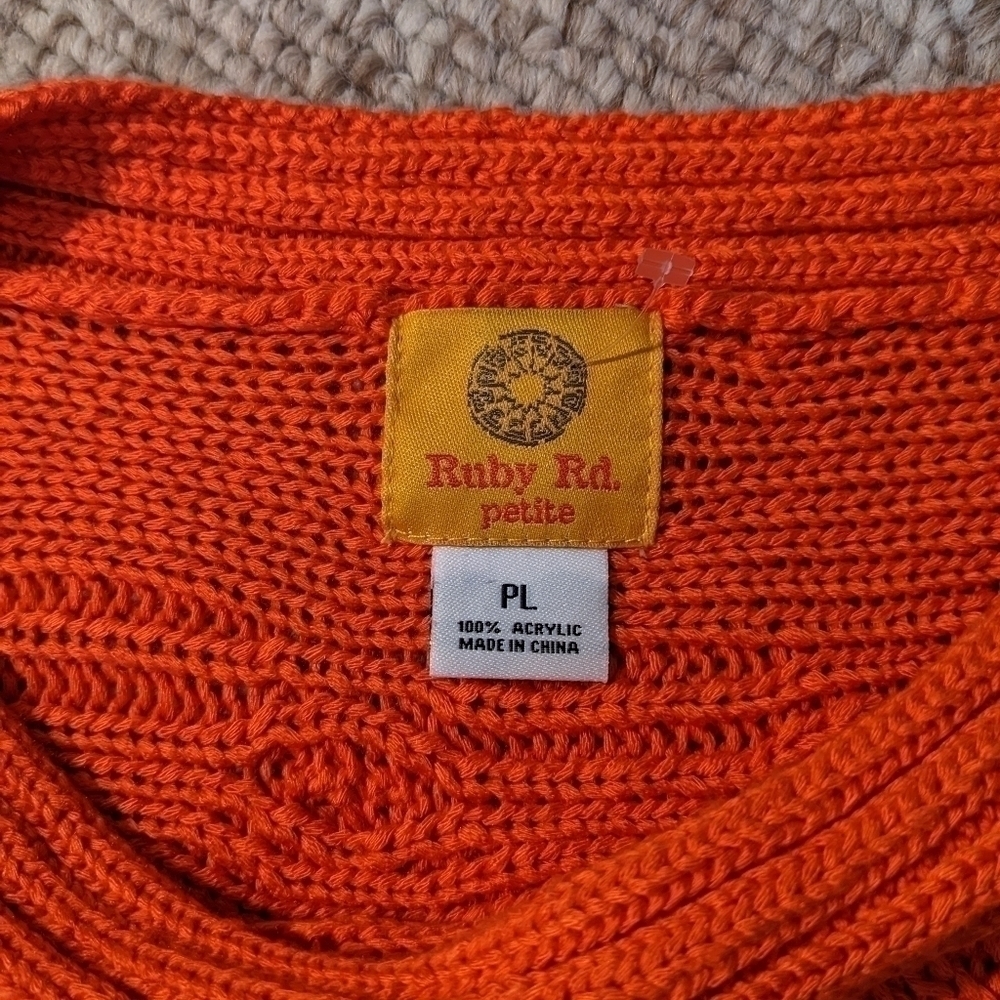 Ruby Rd, size LP, coral knit summer sweater short sleeve - Picture 2 of 5